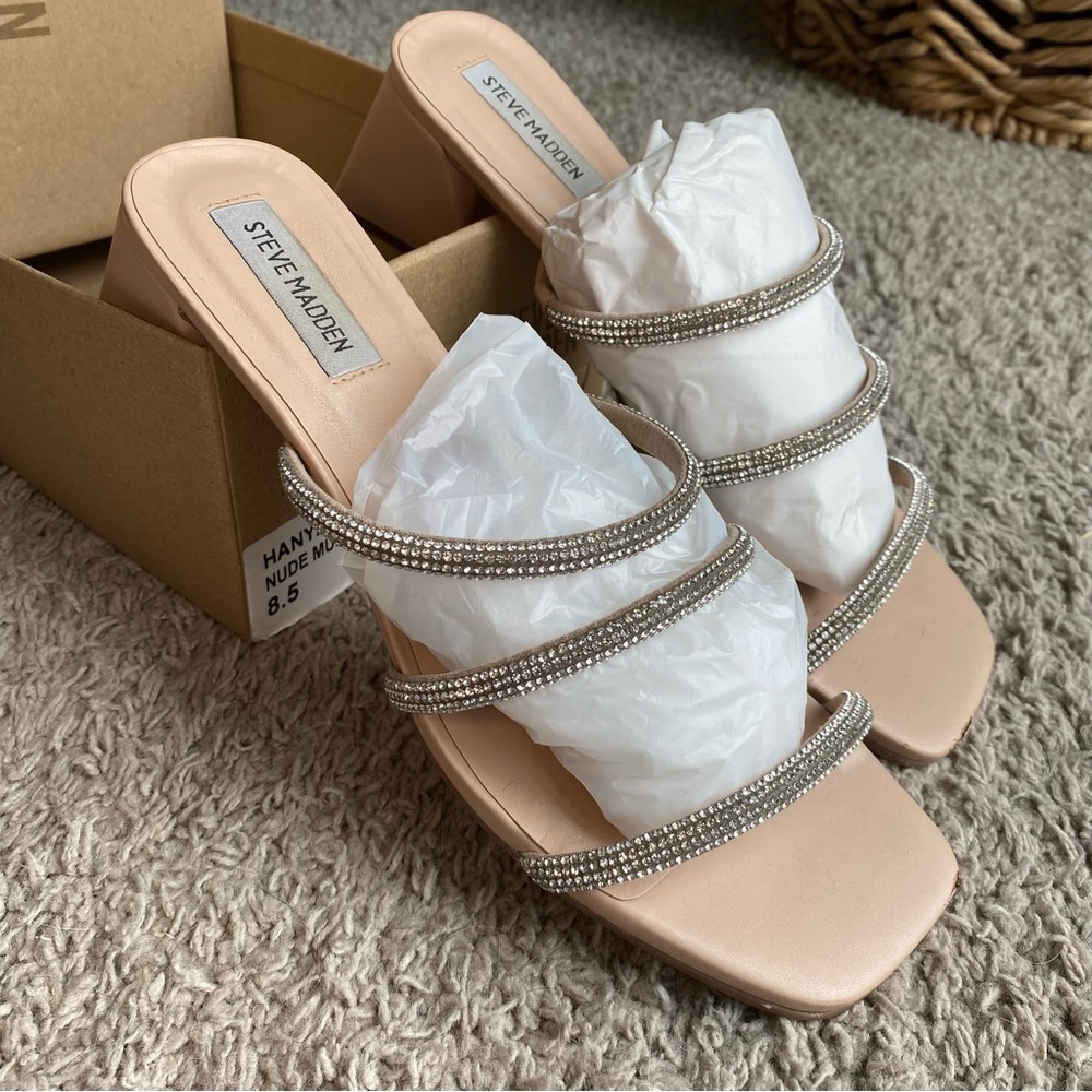 Rhinestone Block Heel Steve Madden Sandals